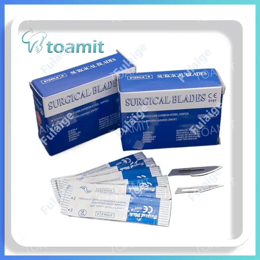 100 Pcs/Box Dental Surgical Blades Medical Scalpel Blades for Dental Procedures Surgery, Sterile Carbon Steel Disposable Blades view 6