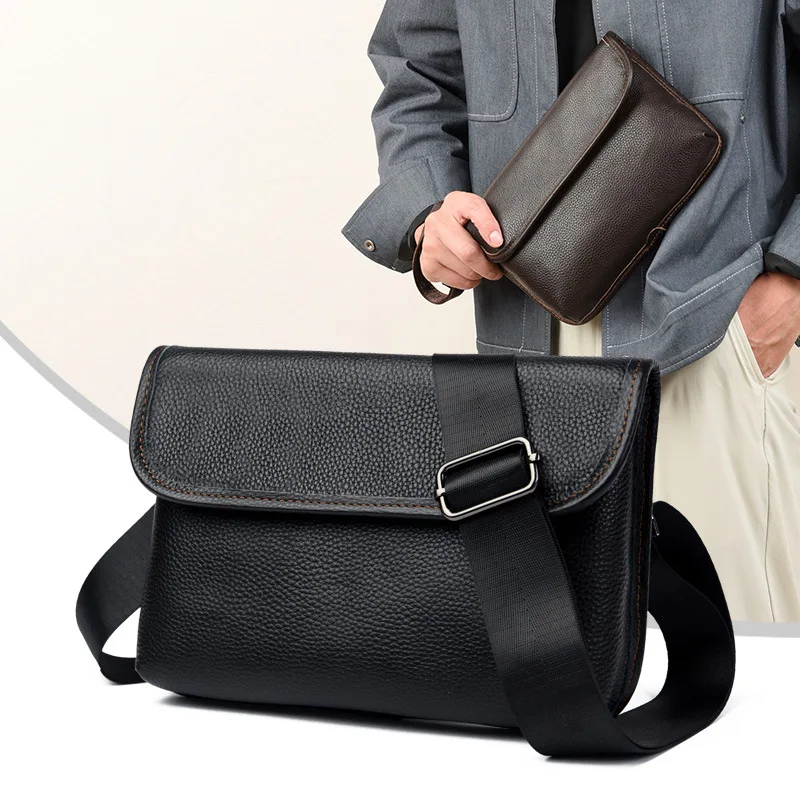 Horizontal square flip cover men's single-shoulder bag, solid color business large-capacity multi-purpose women's crossbody bag