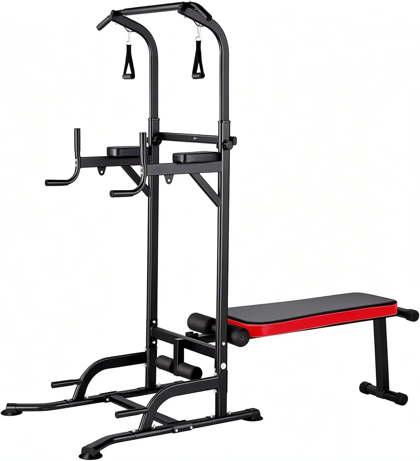 Power Tower Multi-Function Design with Foldable Bench and 4 Training Ropes