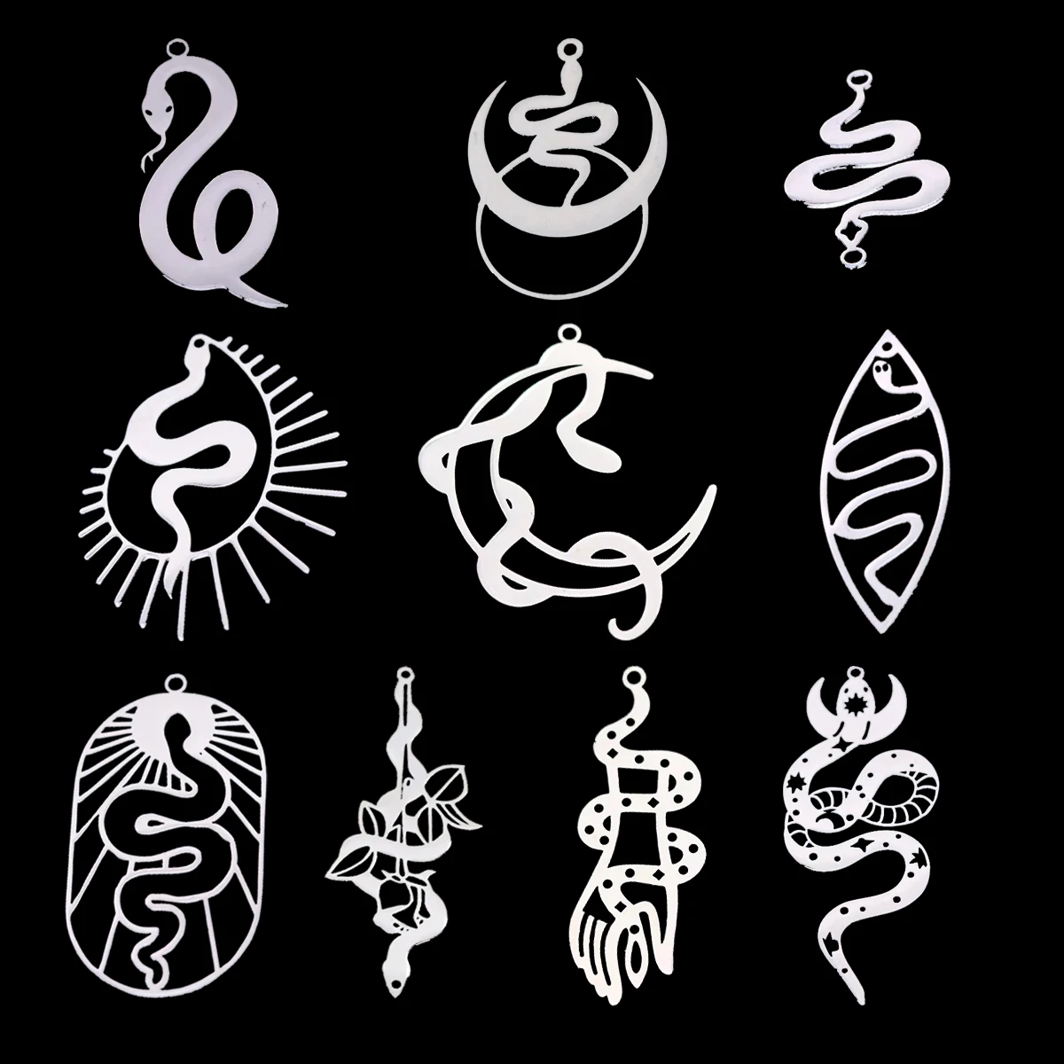 3pcs Stainless Steel Snake Charms Pendant Gold Color Animal Pendants For DIY Jewelry Making Necklace Bracelet Accessories