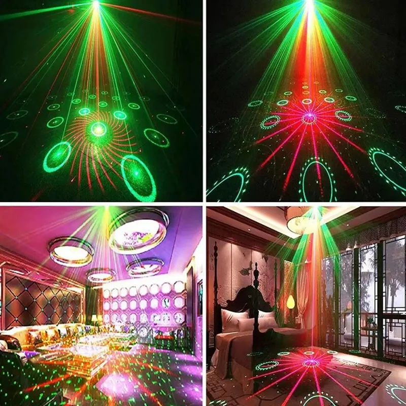 Stage Party Lights DJ Disco Laser Light Projector USB Lamp Wedding Home Xmas UV Decor Stage Holiday Sound Effect Durable