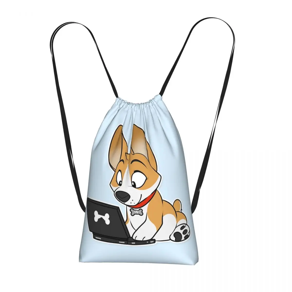 Niedlicher Hundewelpen-Rucksack mit Computerfach, multifunktionale Sporttasche mit Kordelzug, Büchertaschen für Männer und Frauen, Schultaschen