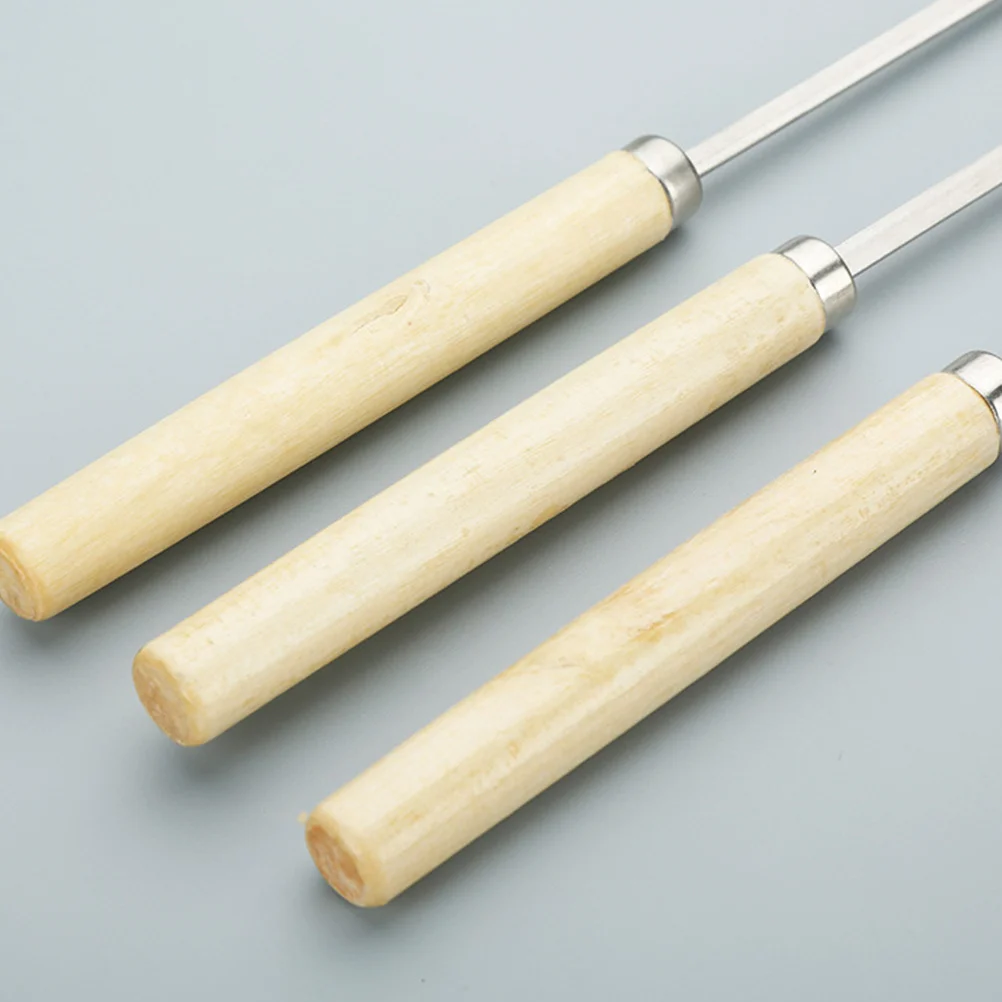 

50Pcs Stainless Steel Barbecue Forks Wooden Handle Rustproof Sharp Bbq Cooking Tool Set for Meat Cheese Corn