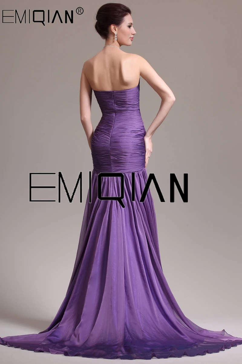 Sexy Backless Appliques Purple Mermaid Long Prom Dresses,Real Photos Evening Party Dress Vestido de Festa Longo