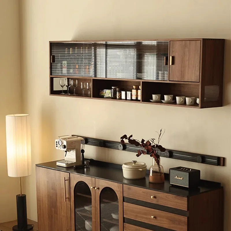 

ZML red oak solid wood wall hanging cabinet cabinet storage locker living room dining side study cabinet