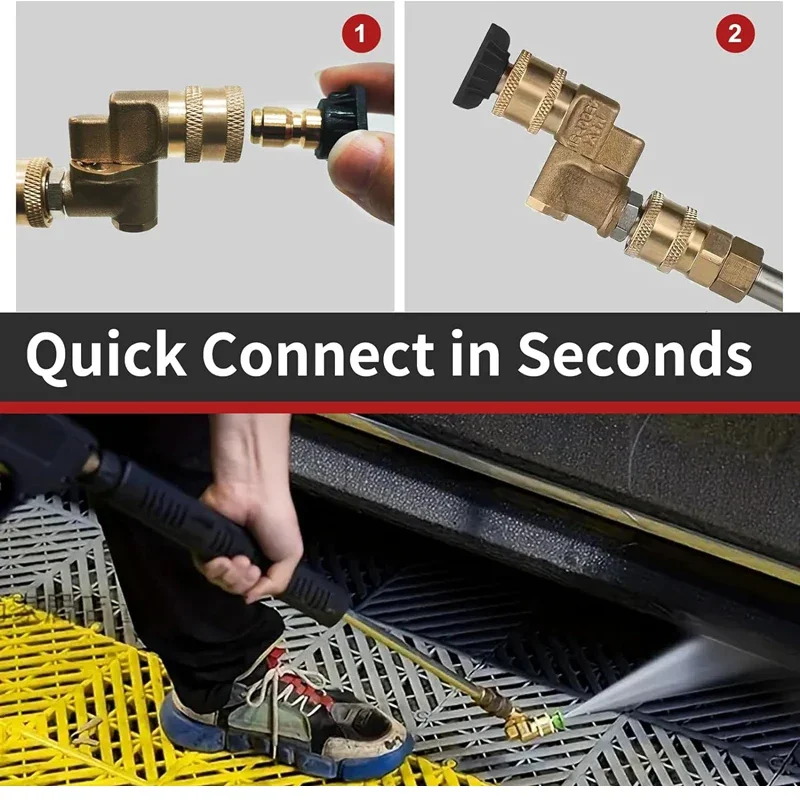180 ° مقرنة غسالة الضغط المحورية مع 5 أطراف فوهة زاوية، مرفق منظف مزراب التوصيل السريع 1/4 بوصة للاستخدام المنزلي #4