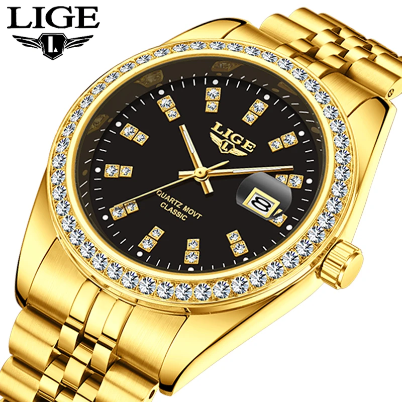 

LIGE Top brand luxury watches mens business fashion waterproof clock quartz wristwatch luminous watches for men montres hommes