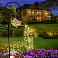 Water Can Solar Lights Garden Decorative Waterproof Waterfall Solar Watering Can Lantern Metal Kettle Outdoor Solar Garden Light