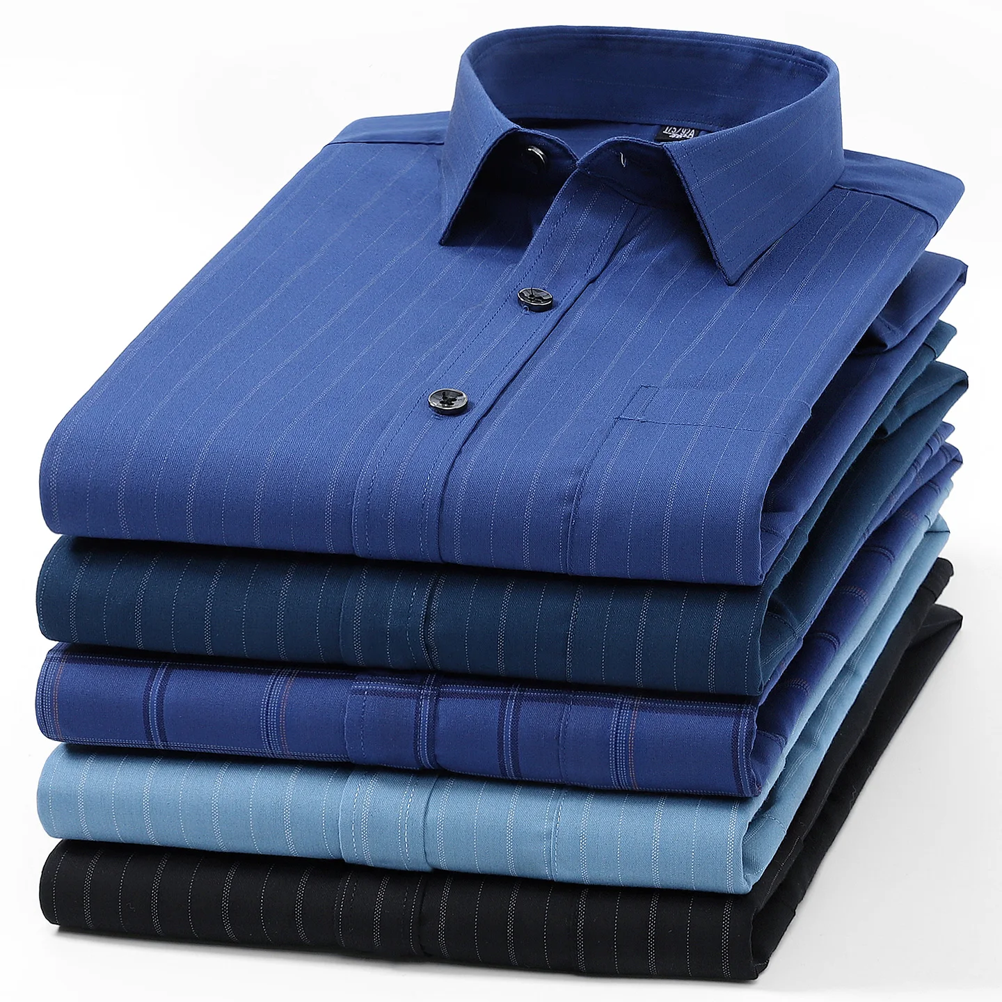 Plus size 7xl elastic long sleeve shirts for men slim fit formal plain shirt casual single pocket plaid tops work office clothes