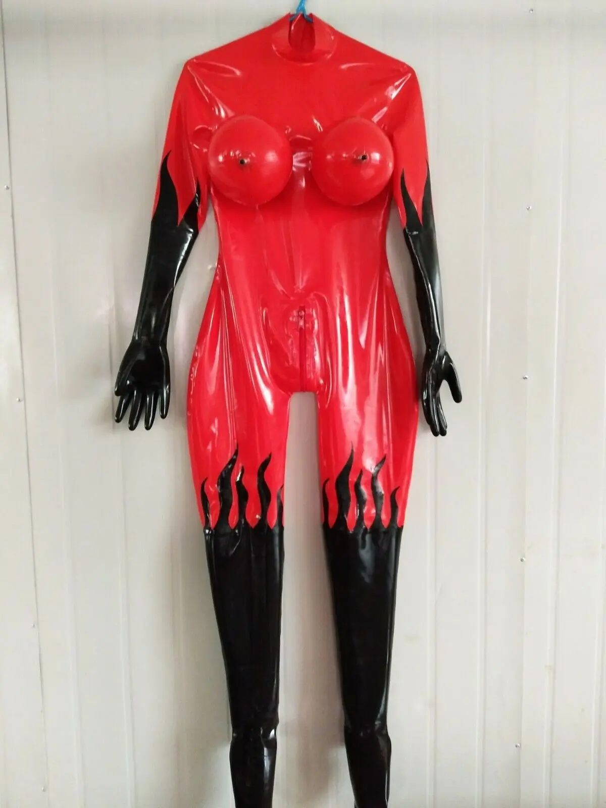 Latex Catsuit 3D Bust Catsuit Fires Zipper Overall Cosplay Bodysuit 0.4mm S-XXL fashion