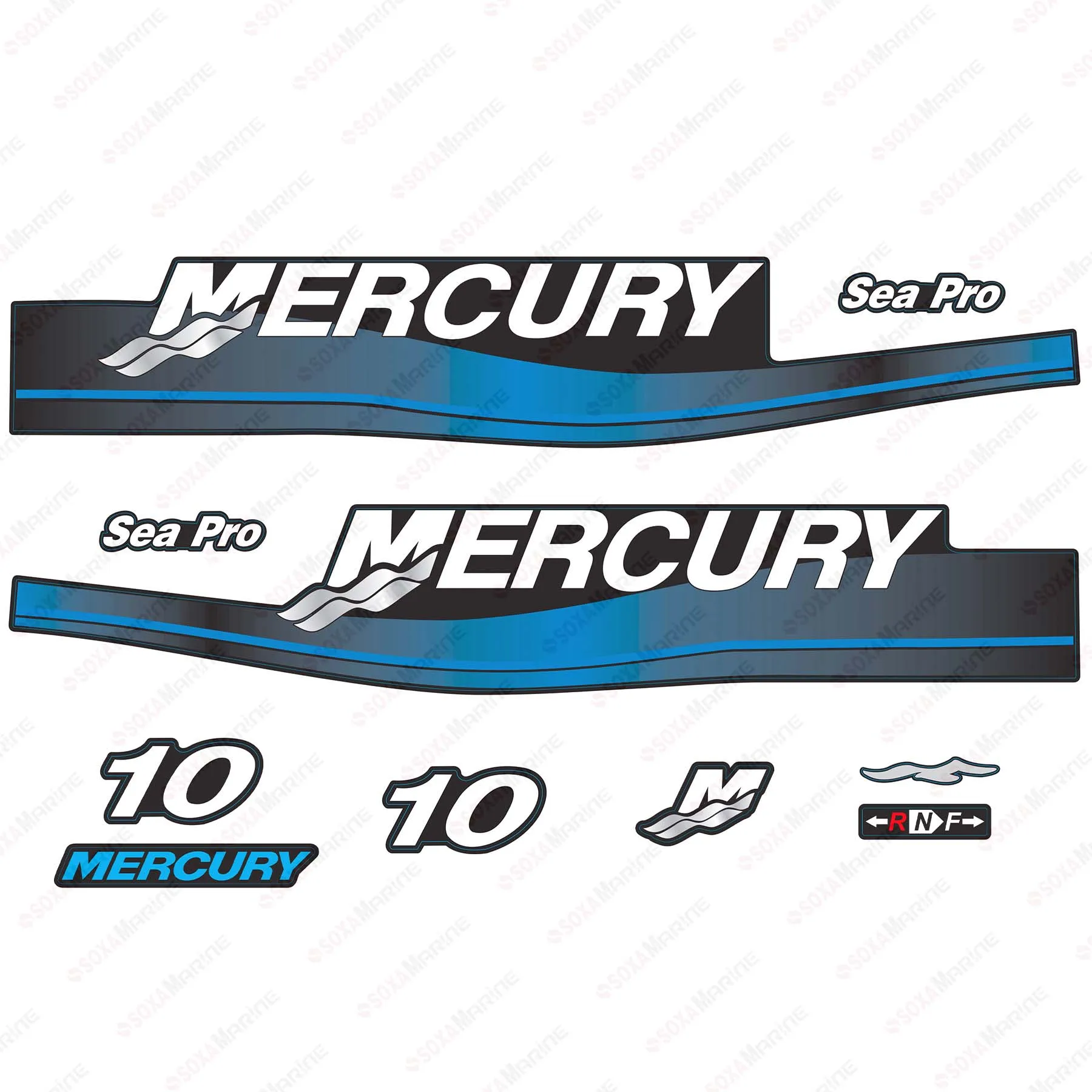 

Blue Decal Kit Sticker Set for Mercury 10HP Two Stroke Sea Pro 1999-2006 Year Outboard Engine Reproduction 10hp 826305A01