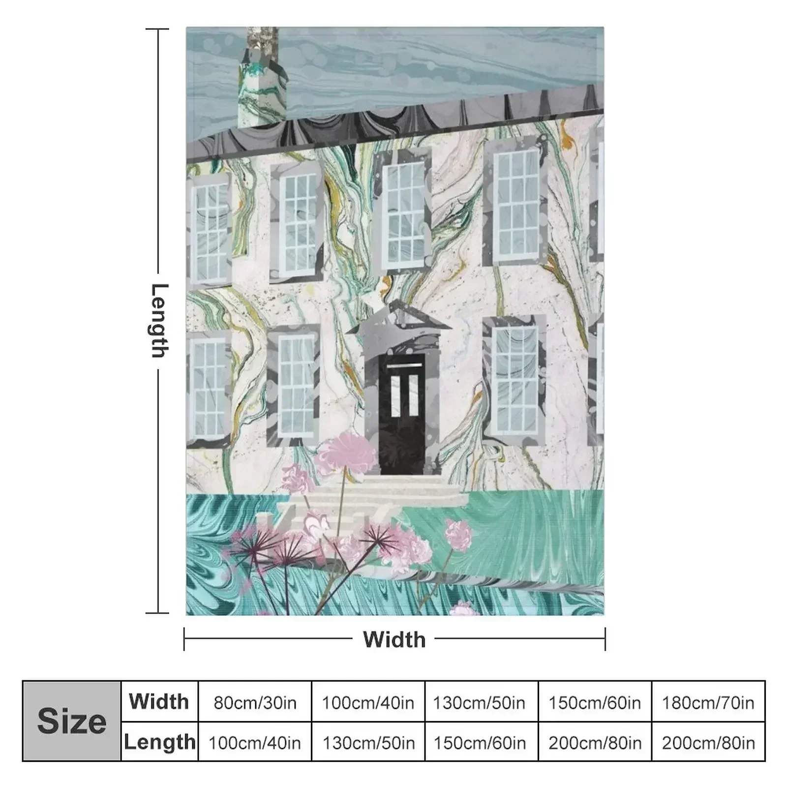 The Bronte Sisters' Parsonage,Haworth : Collage in Marbled Bookbinding Paper Throw Blanket valentine gift ideas Blankets