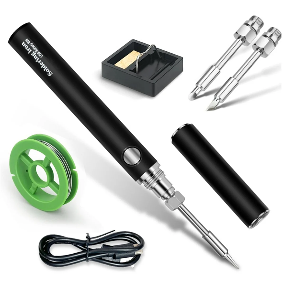 

Cordless Soldering Iron Tool Kit, Portable Adjustable Temperature Electronic Welding Tool Pen with 3 Tips-Black