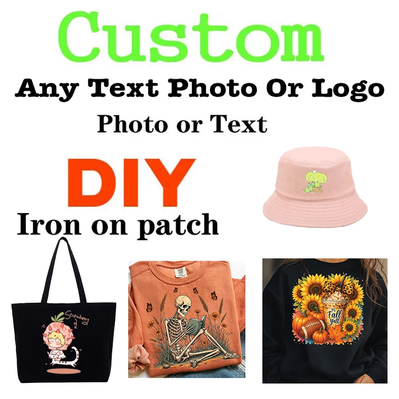 

Custom Logo or Pictures Iron-On Transfer for Clothing DIY A-Level Washable T-shirts Thermal Stickers DTF Heat Transfer Patches