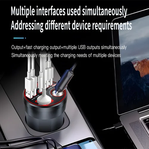 Imagen 2 del producto Inversor de corriente multifuncional para automóviles, convertidor de 12V/24V a 220V, convertidor de potencia integrado de carga rápida de 200W