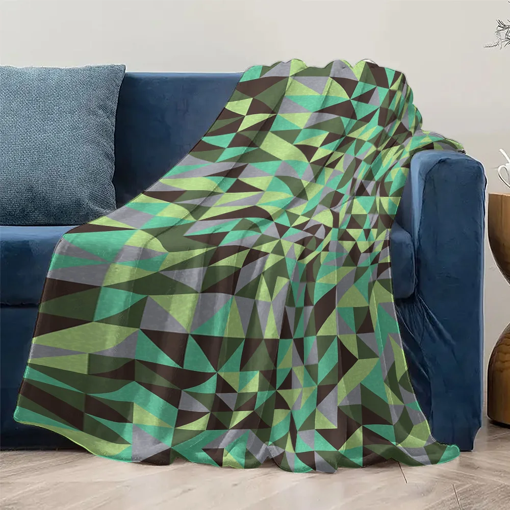 Geometric Triangle Pattern Fleece Blanket Soft Warm Throw Sofa Bed Cover Gift for Kids Teens Women #5