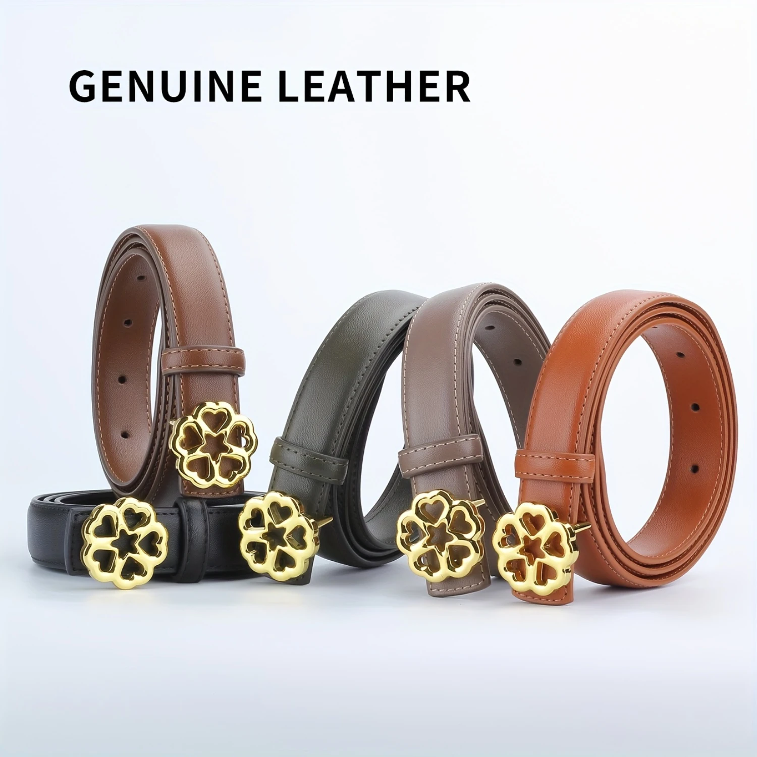 Vintage Casual Genuine Leather Belt for Women - Versatile for Beach, Night Out, Weekend, Festive, Sports, College, Daily Commute