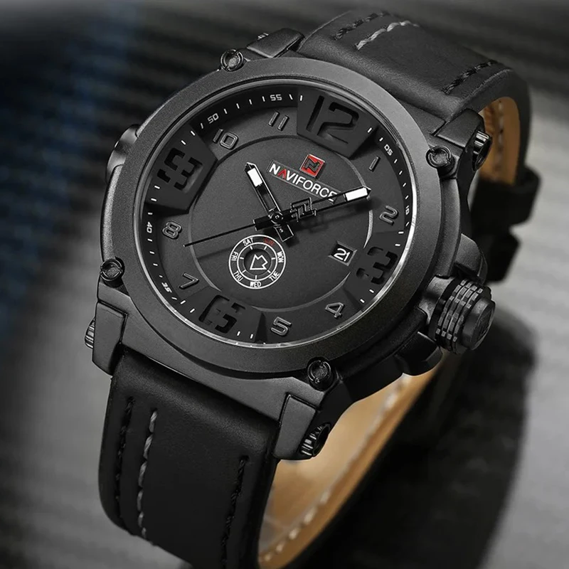 NAVIFORCE Men Watch Sport Waterproof Men Watch Military Army Business Leather Business Quartz Male Clock