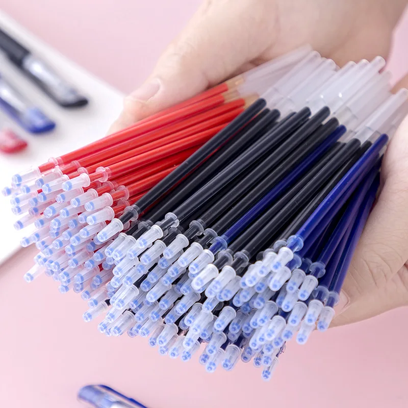 50 sztuk/partia wkłady do długopisów żelowych 0.5mm czerwony niebieski czarny wkład atramentowy biurowe pręty do podpisu szkolne artykuły papiernicze artykuły do pisania uchwyt igła