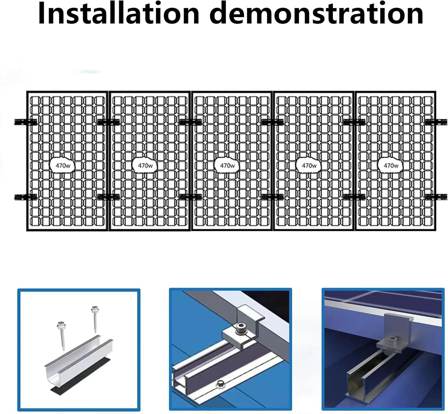 12 Pcs Solar Panel Bracket Kit  Aluminium Mounting Rail 30mm/35mm End Clamps Brackets for Flat Roof PV Mounting Rail image 6