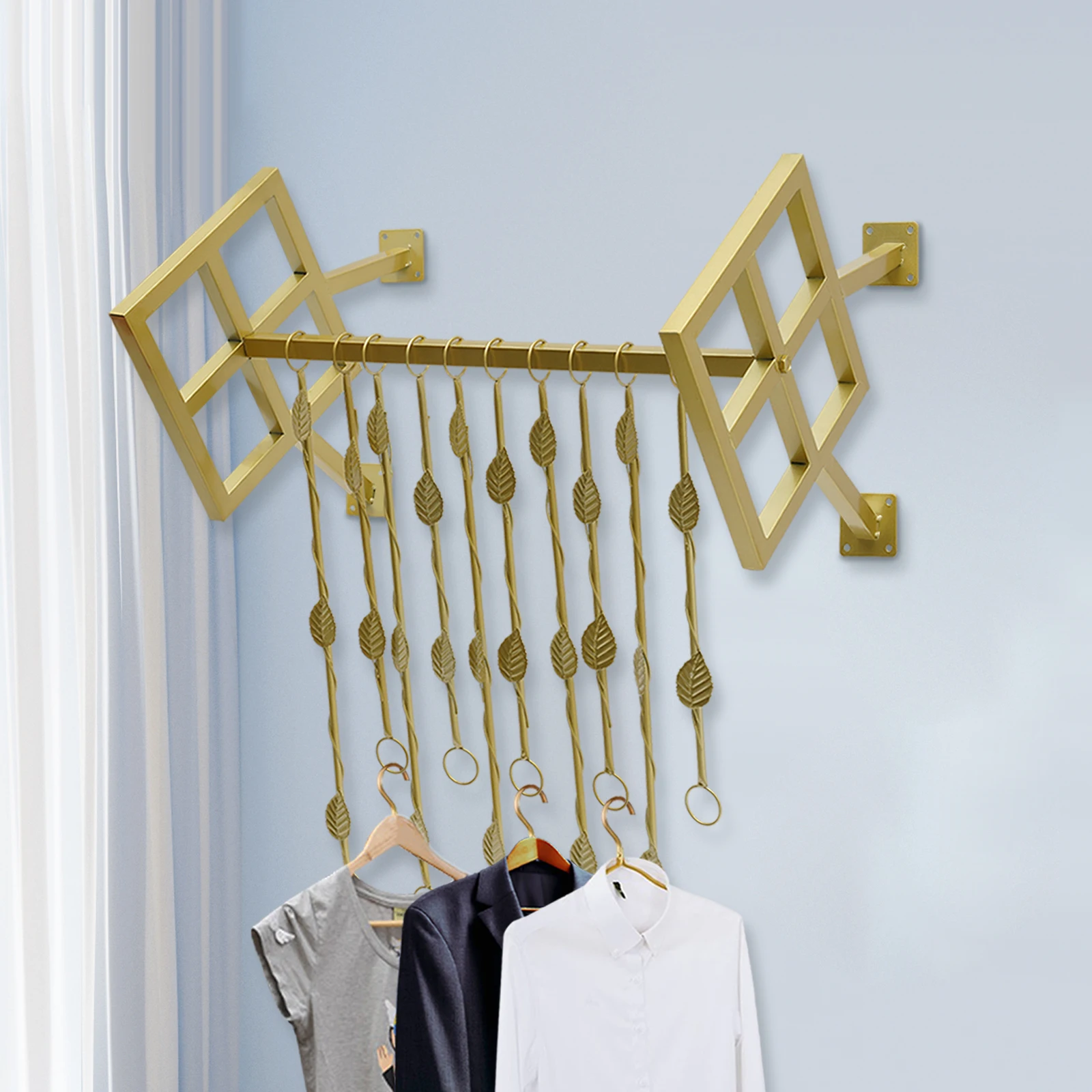 Clothes Rack 23.6 Inch Steel Pipe Wall Mounted Garment Rack Space-Saving Heavy Duty Detachable Garment Bar