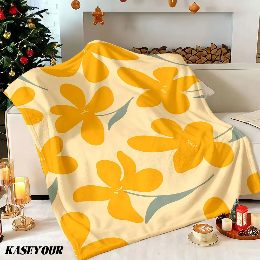 Sunny Blossoms Winter Summer Flannel Blanket Throw Fleece Soft Fuzzy Plush Cozy Fleece Blankets for Sofa Ideal Gifts