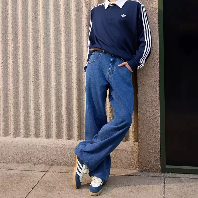 Adidas IH9650 Retro Daily Leather Trainers Navy White Gum Outsole Classic Three Stripes Lightweight Street Walking Skate Sneaker