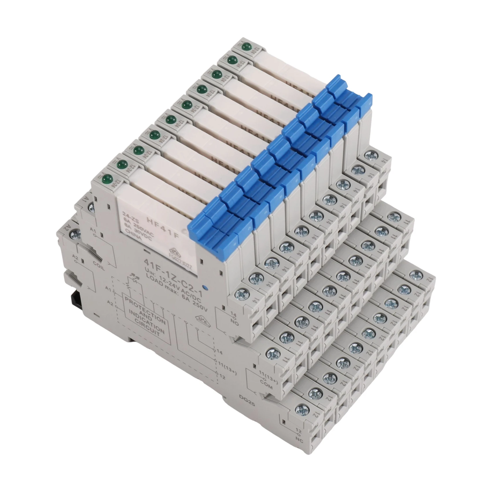 KYCOR-10PCS DIN Rail Relay Module 41F Slim Relay With LED 6A 24V 41F-24-ZS High Frequency Relay, 41F-1Z-C2-1