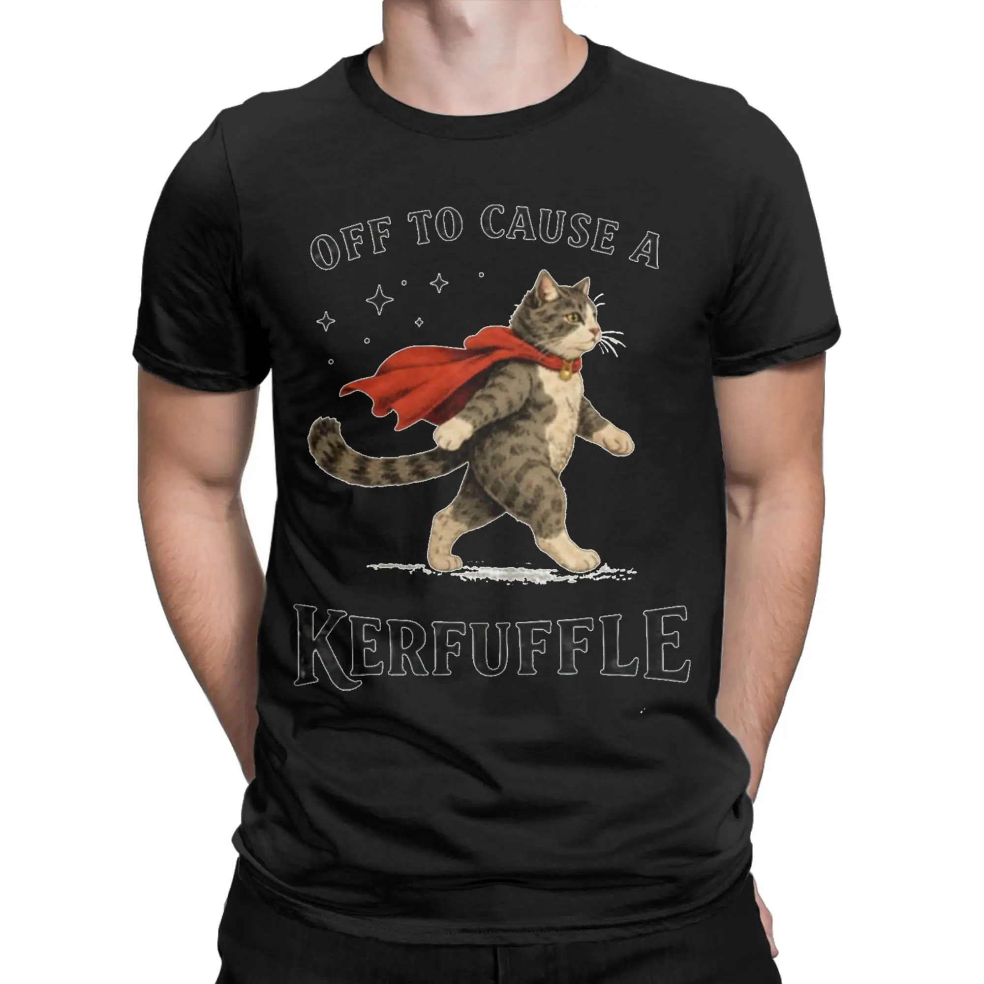 Men Women's Off To Cause A Kerfuffle T Shirts Cat Meme 100% Cotton Clothes Cool Short Sleeve O Neck Tee Shirt Gift Idea T-Shirts