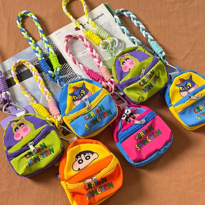 Cute Crayon Shin-chan Storage Bag Portable Purse Decorative Keychain Pendant Anime Phone Lanyard Mini Earphone Case Cartoon Gift