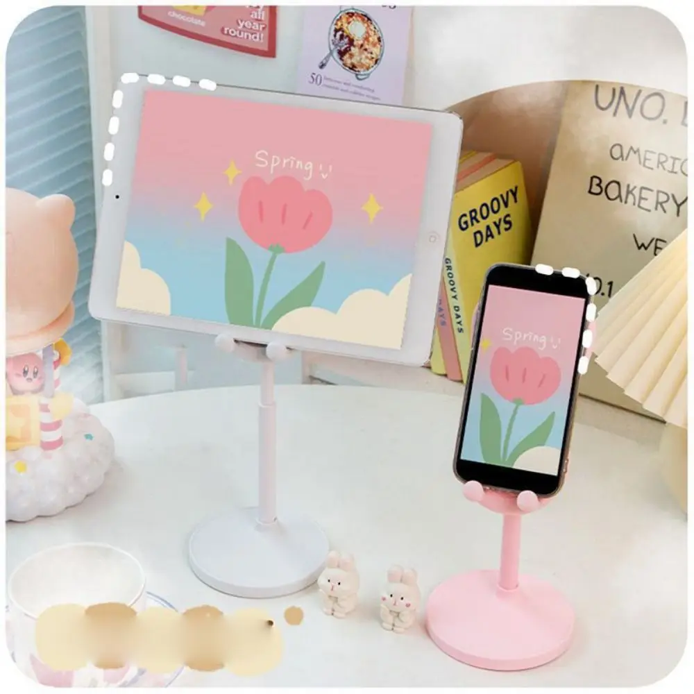 Rabbit Bunny Phone Holder Lazy Bracket Adjustable Telescopic Lifting Phone Holder Cartoon Pink Desktop Mobile Phone Bracket