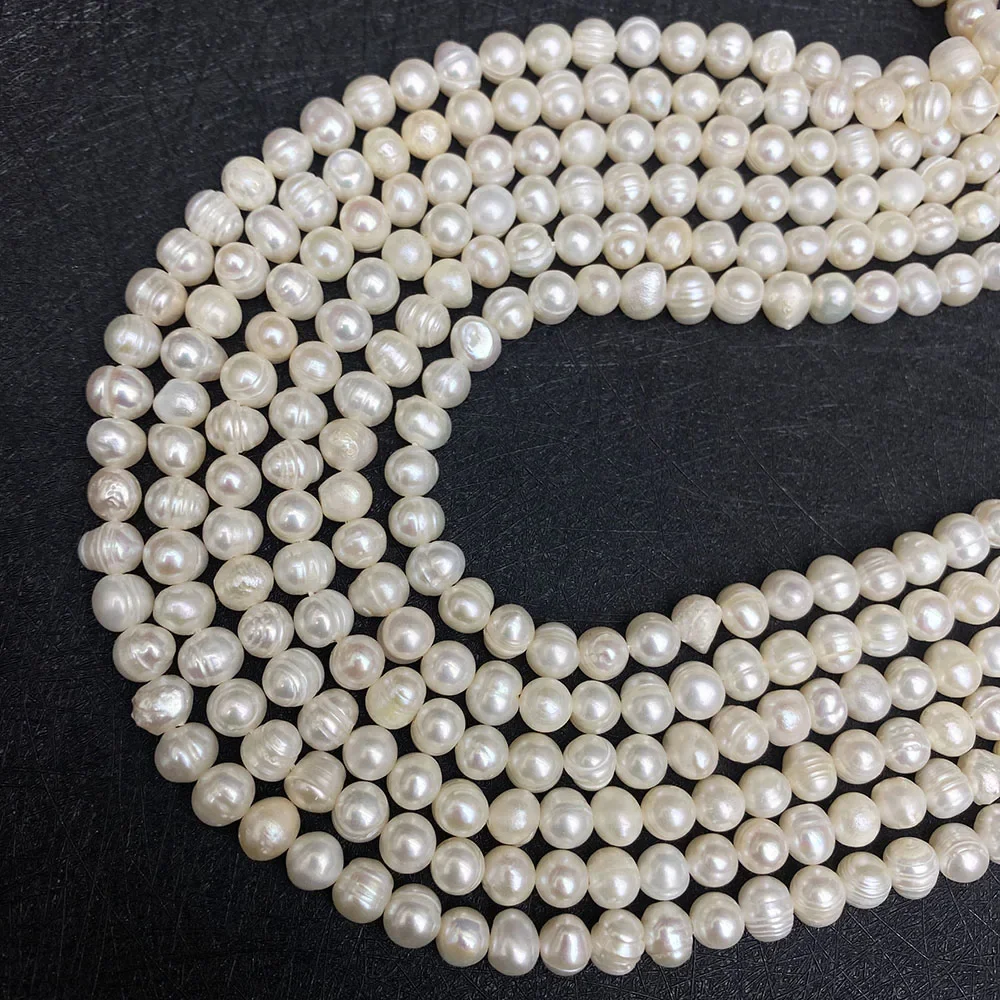 1 Strands Nearly Round Natural Freshwater Pearl Loose Beads Strand 2-10 Mm Size DIY Making Necklace Bracelet Earrings Accessions