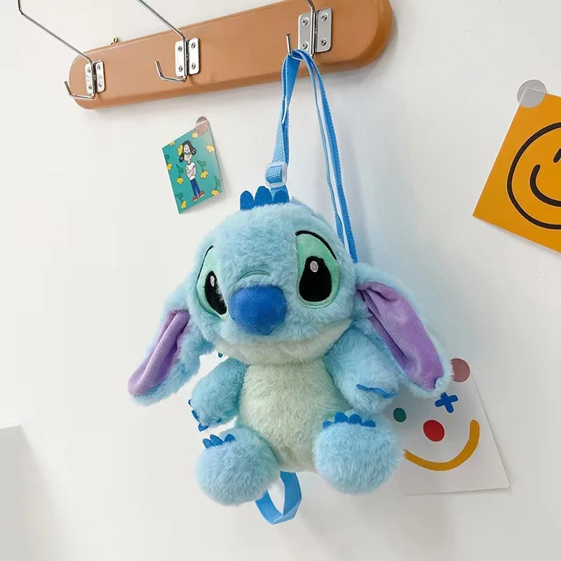 New Disney Cartoon Plush Backpack Kawai Stitch Doll Shoulder Bag Autumn And Winter Style Children\'S Schoolbag Kindergarten Gifts