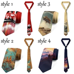 Classic oil painting high-quality printing, novel tie personalized wedding party shirt accessories Harajuku fashion unisex tie