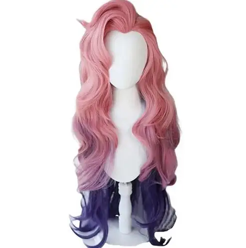 Seraphine Cosplay Wig KDA Cosplays Curly Pink Purple Green Wigs Heat Resistant Synthetic Hair