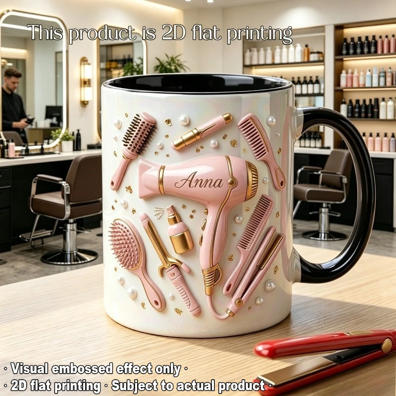 Personalized 11oz Ceramic Mug Custom Name Text Letter Home Office Tea Cup Hand Wash Only Lip Safe Christmas Daily Use 2D Flat