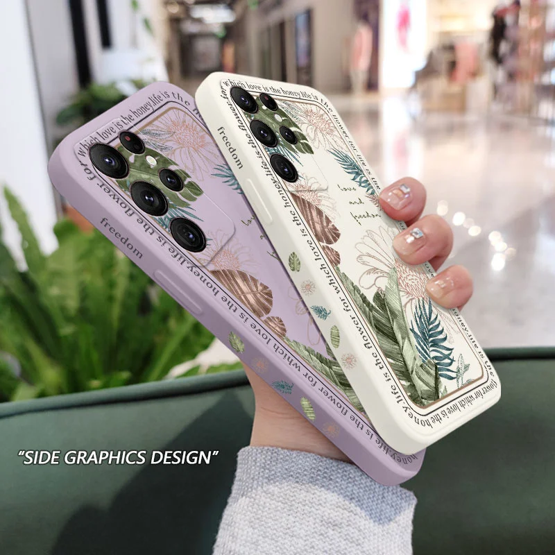 Ins Tropical Style Phone Case For Samsung Galaxy S25FE S24 S23 S22 S21 S20 Ultra Plus FE S10SNote 20 ultra 10 9 Plus Cover