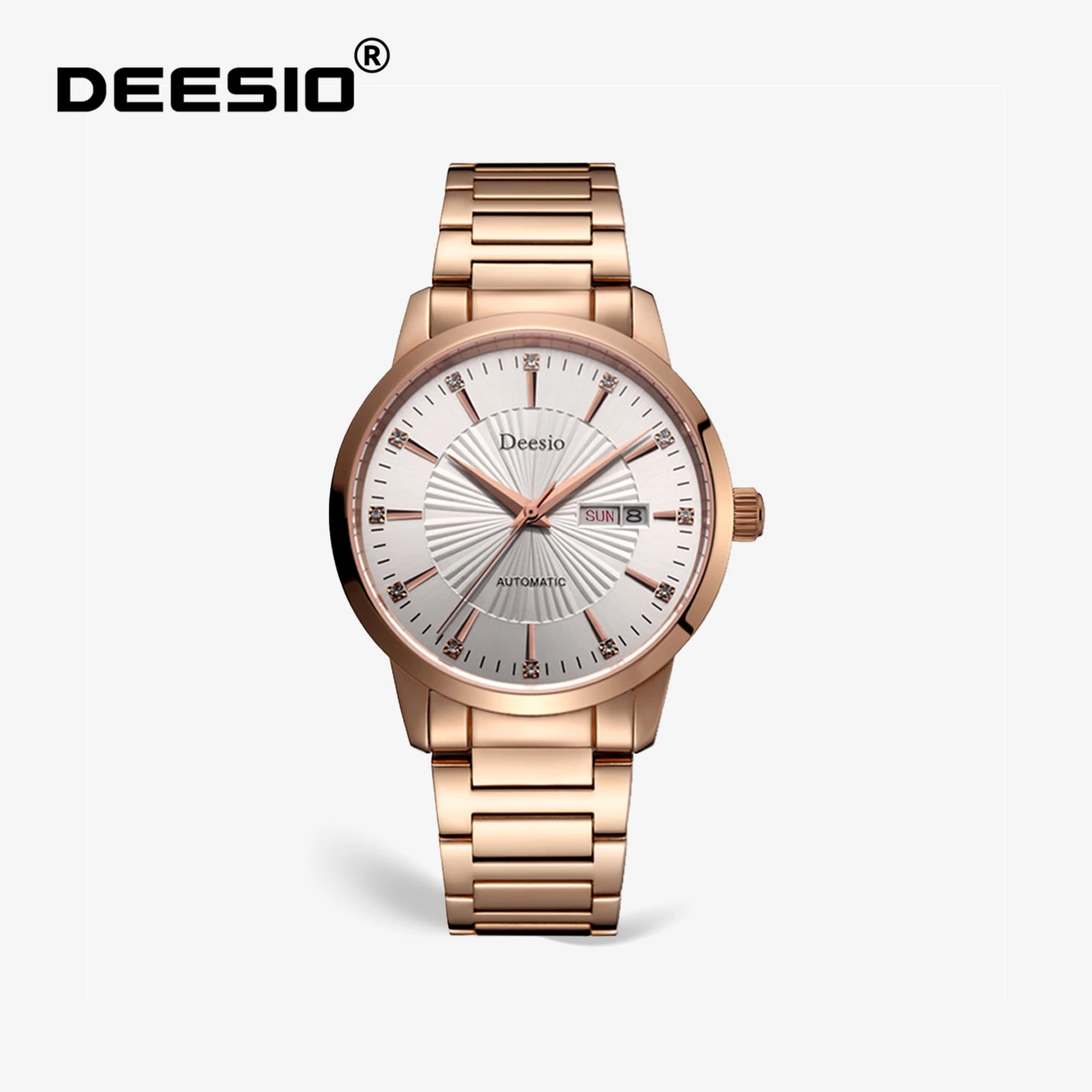 Deesio Herren-Armbanduhr, mechanisch, mit zwei Uhrwerken, automatischer Selbstaufzug, wasserabweisend, Edelstahl, Saphirglas, Geschenk