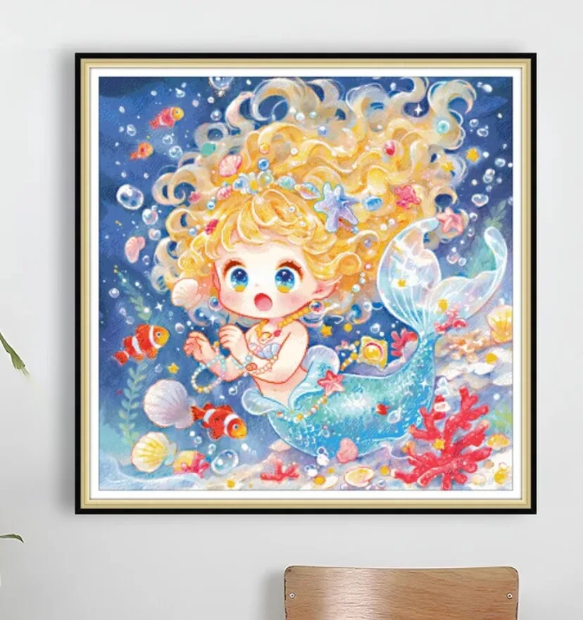 

KS 14ct 84x84 см Набор с принтом «Подводный мир» для вышивки крестиком DIY Набор для рукоделия Домашний декор Ремесла Хлопок 107 цветов