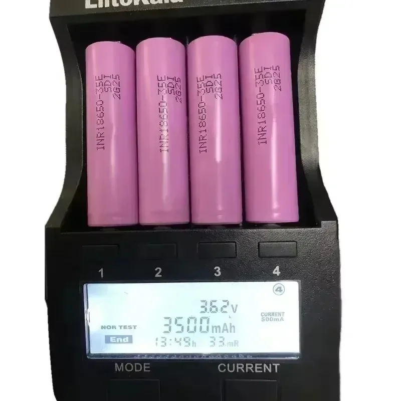 18650 배터리 베스트셀러 100%, 오리지널 3.7V 리튬 이온 3500mAh 25A 방전 INR 35E 스크루드라이버 손전등 충전식 배터리