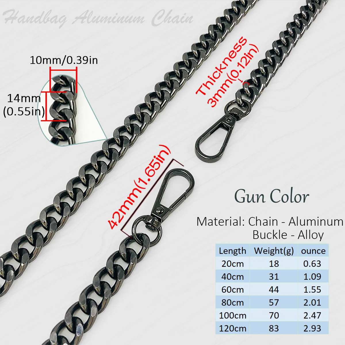 Metall-Aluminium-Taschenkette, Ersatzteile, Zubehör für handgewebte Schulterhandtasche, DIY handgefertigte abnehmbare Träger – Detail 2