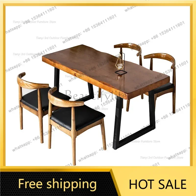 zj.Wooden Nordic Dining Table Kitchen Office Dinette Living Room Dining Table Kitchen Minimalist Design Home Furniture Muebles L