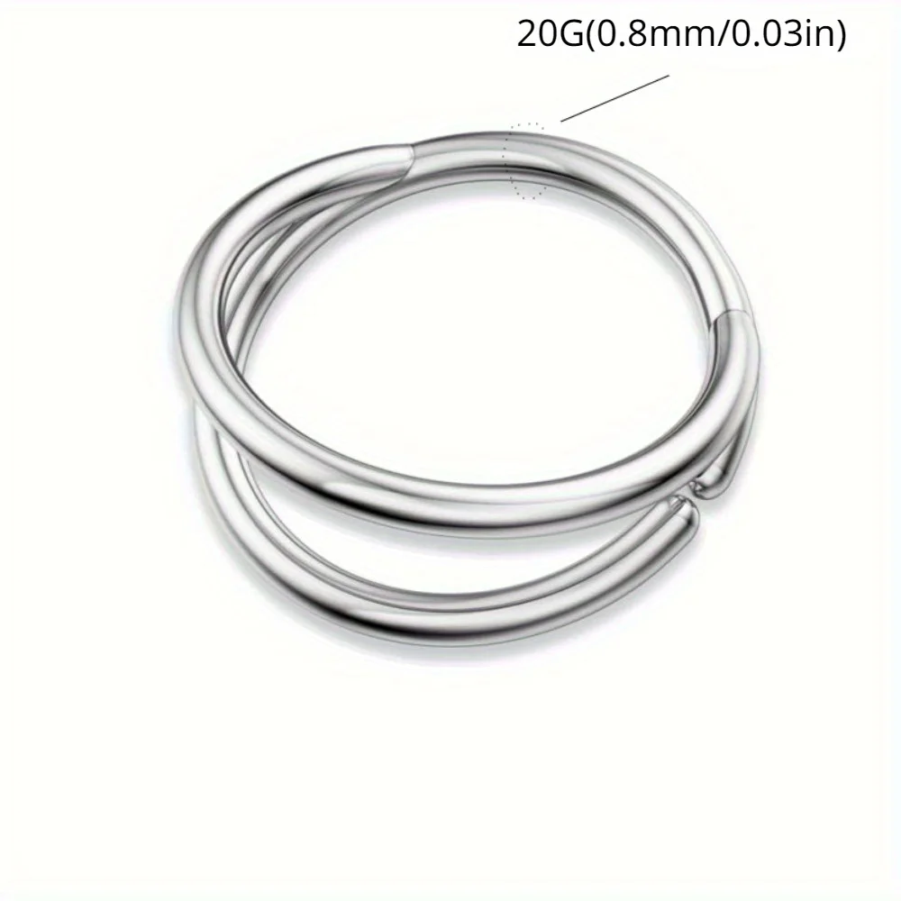 IRONBOX 1Pc Bendable 316L Surgical Steel Septum Ring Nose Ring Double Hoop Helix Rook Conch Cartilage Earrings Piercing Jewelry