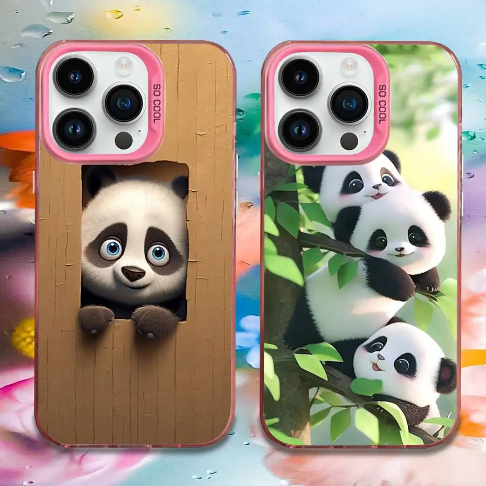 

Cute Panda Phone Case For iPhone 16,15,14,13,12,11,Mini,Pro,E,MAX Pink Candy Matte Shockproof Cover