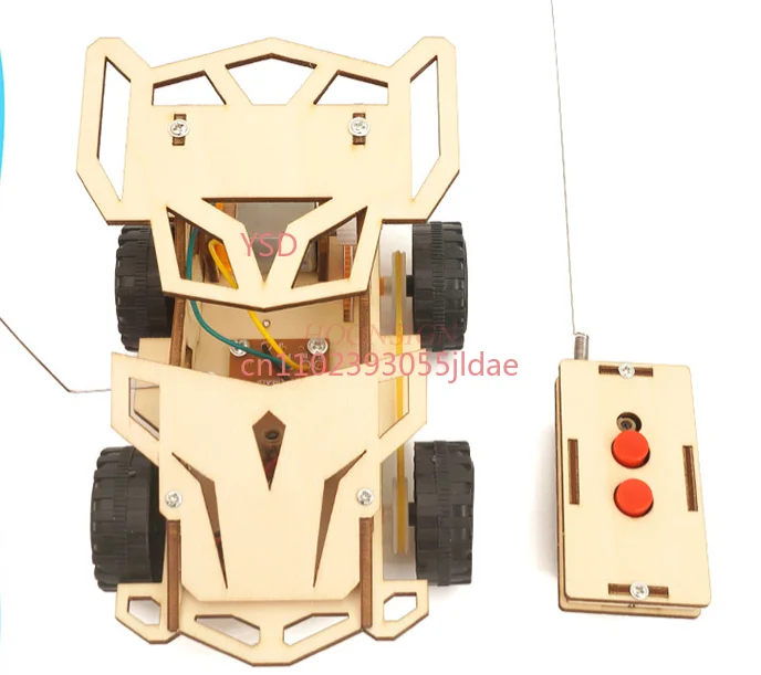DIY Assembled Electric Remote Control Car Wooden STEM Toy Racing Car for Students