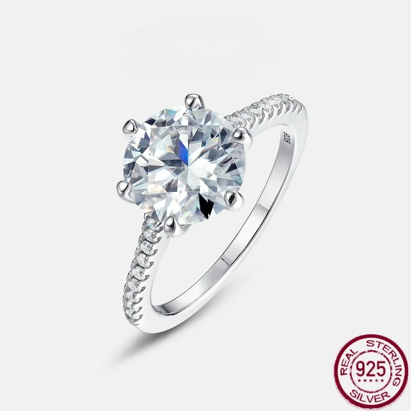 

Новое классическое закрытое кольцо из стерлингового серебра S925, крупное закрытое кольцо с муассанитом, инкрустированное D-цветным муассанитом, большие свадебные украшения