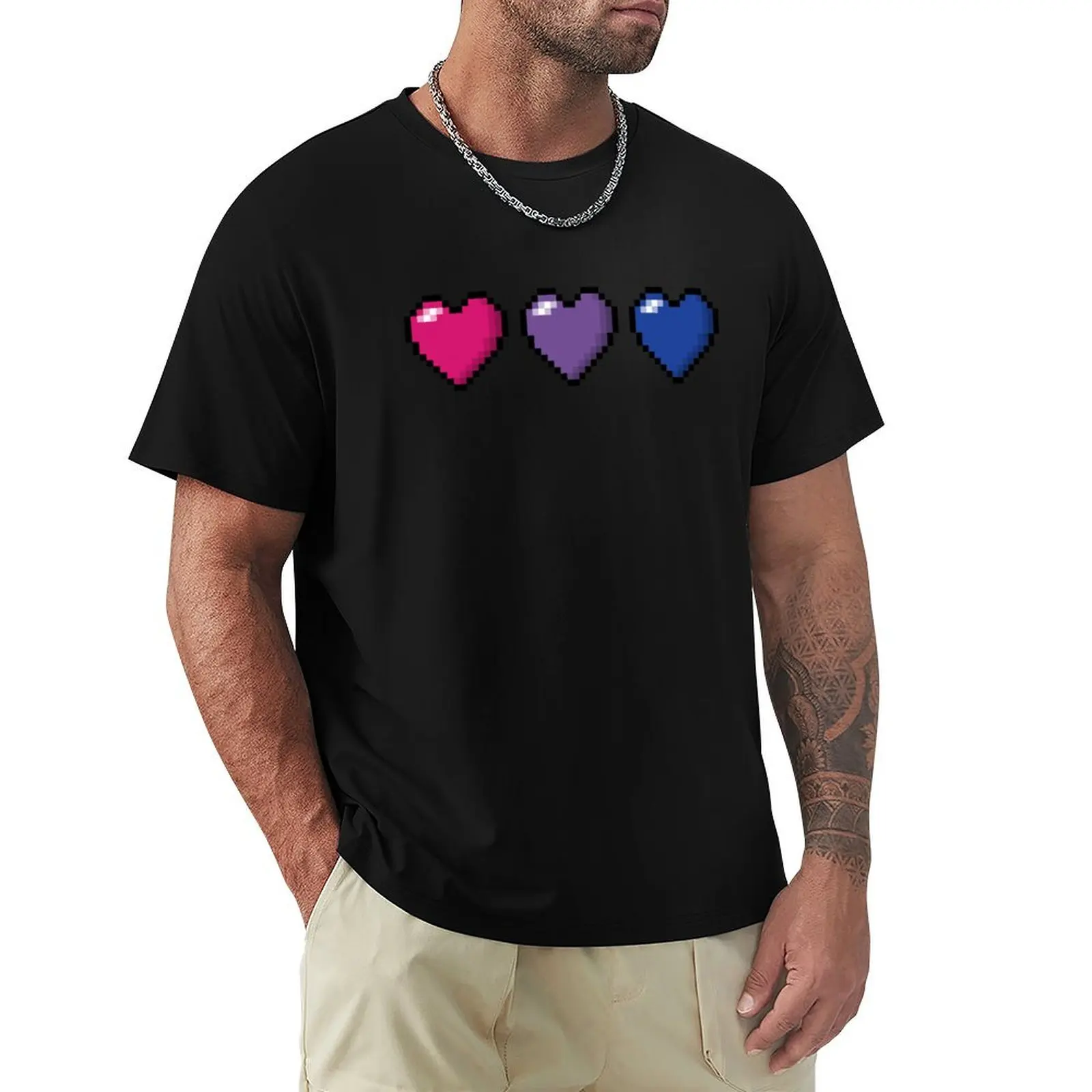

Row of Three Bisexual Pride Flag Pixel Hearts T-Shirt anime tshirt anime tee shirts for men