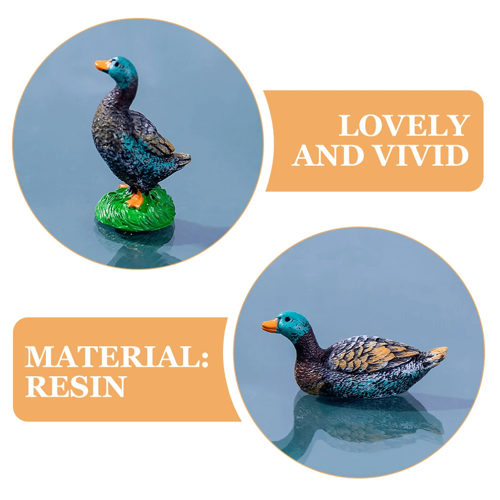 

6 Pcs Mini Duck Statue Adorable Resin Figurines Grass Animal Decor Plant Ornaments Outdoor Scene Miniatures