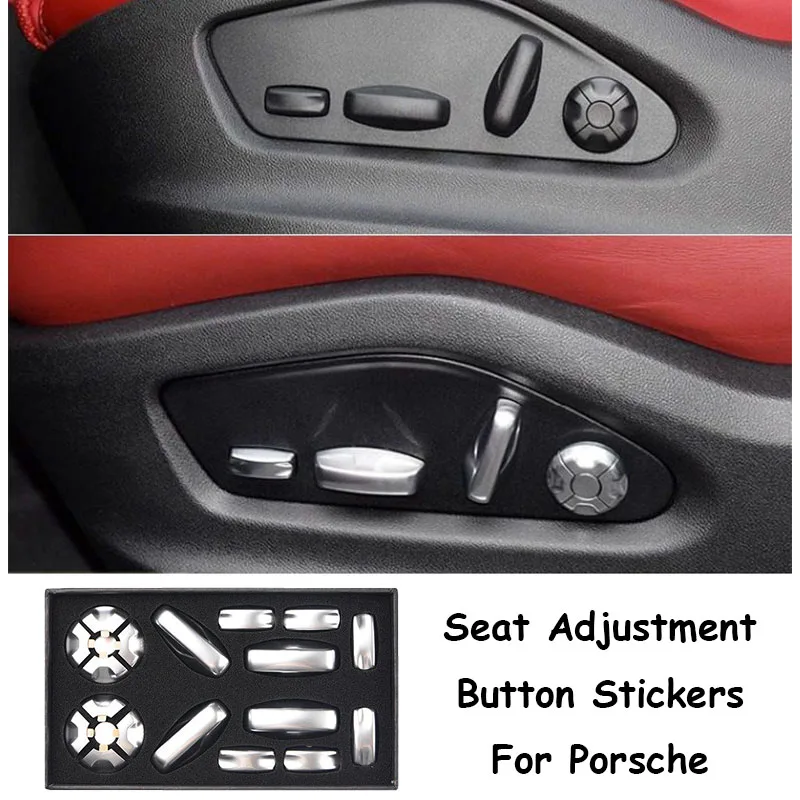 

For Porsche Cayenne Panamera 911 2022 2023,Taycan 2019-2022 Car Front Rear Seat Adjustment Button Cover Sequin Trim Sticker