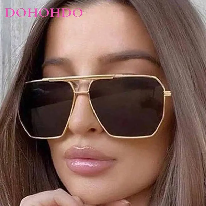 

2026 New Oversized Polarized Sunglasses Trendy Women Metal Frame Double Beam Polygon Sunglasses UV400 Eyewear Men Vintage Shades
